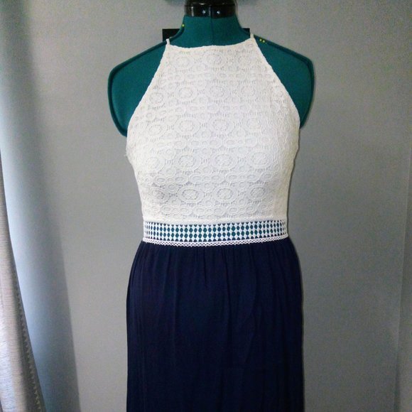 Papaya Two-Toned Textured Maxi Dress Sz L - Picture 13 of 16